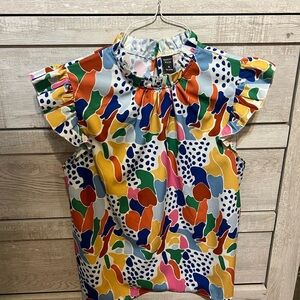 Zara Blue and Orange Patchwork Blouse